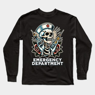 Skeleton Nurse - Untextured Long Sleeve T-Shirt